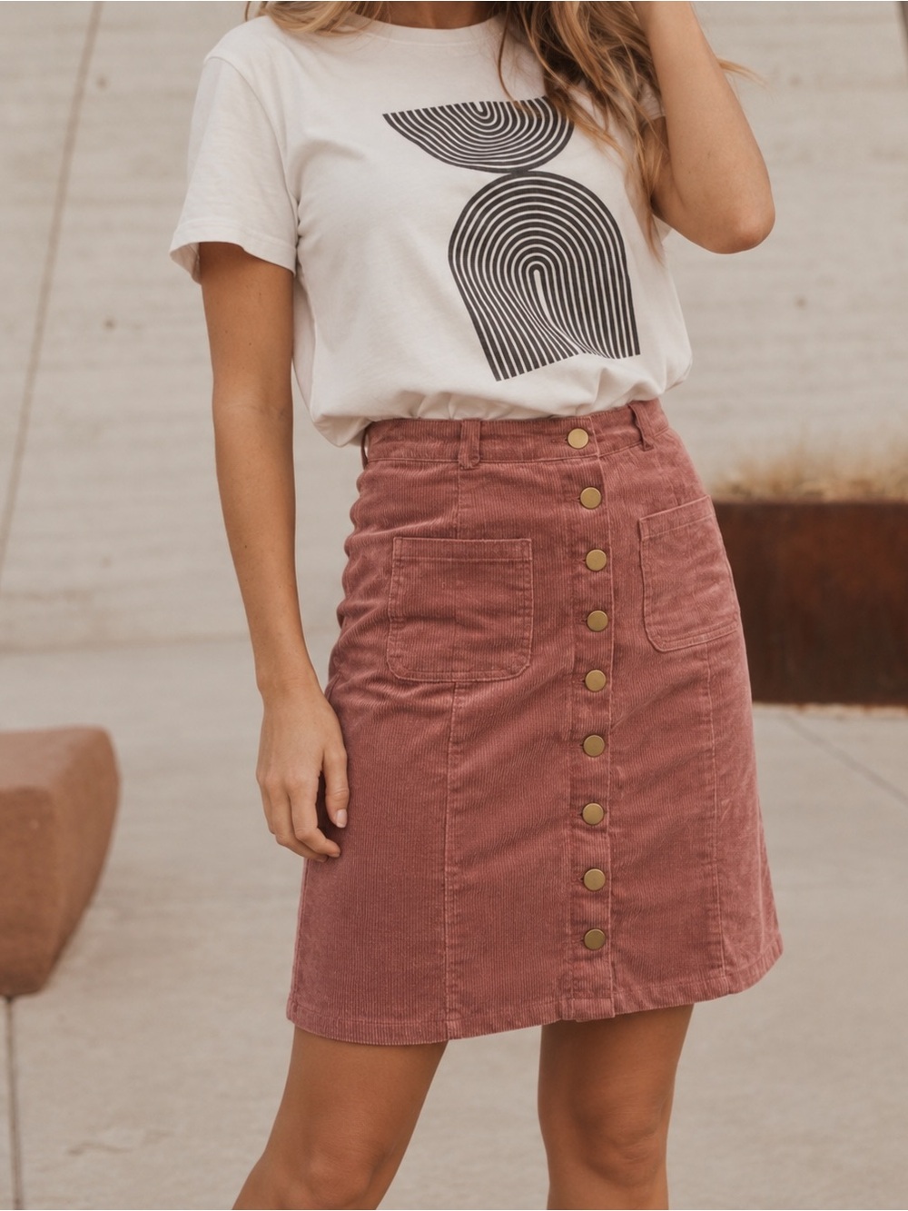Bohme - Corduroy Mini Skirt Dusty Rose